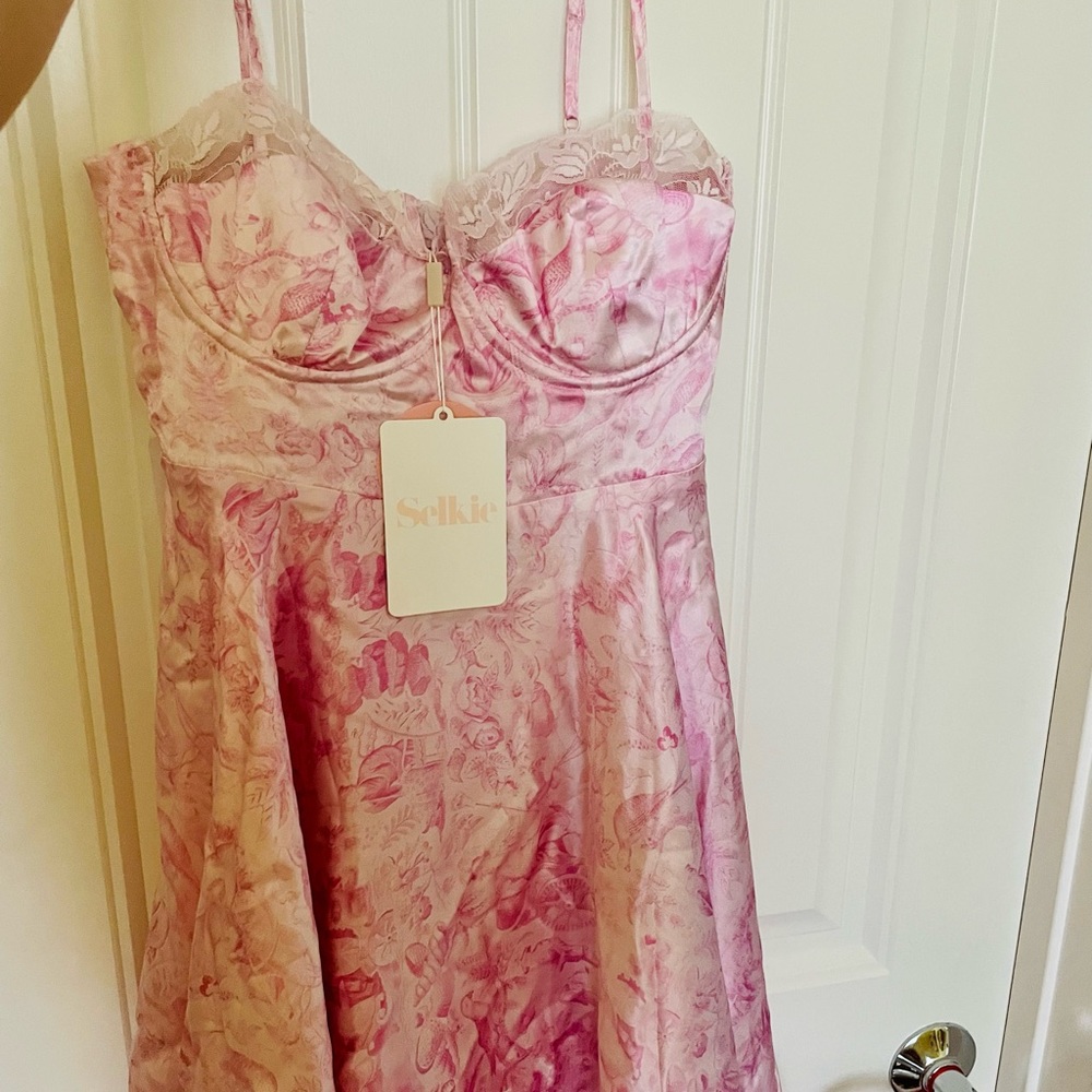 Selkie Pink Porcelain Slip Dress in Silk Small